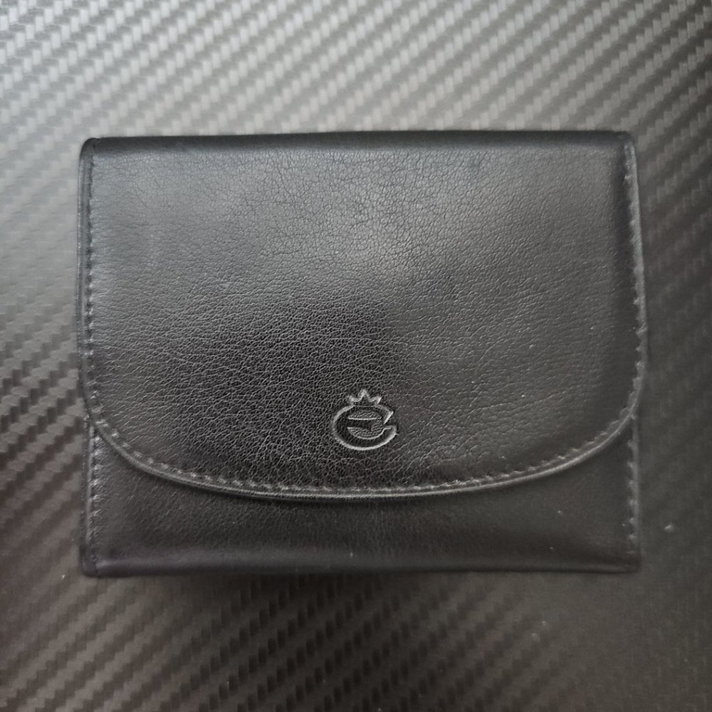 Esquire Scheintaschen Leather West Germany Wallet Black and Brown Button Snap